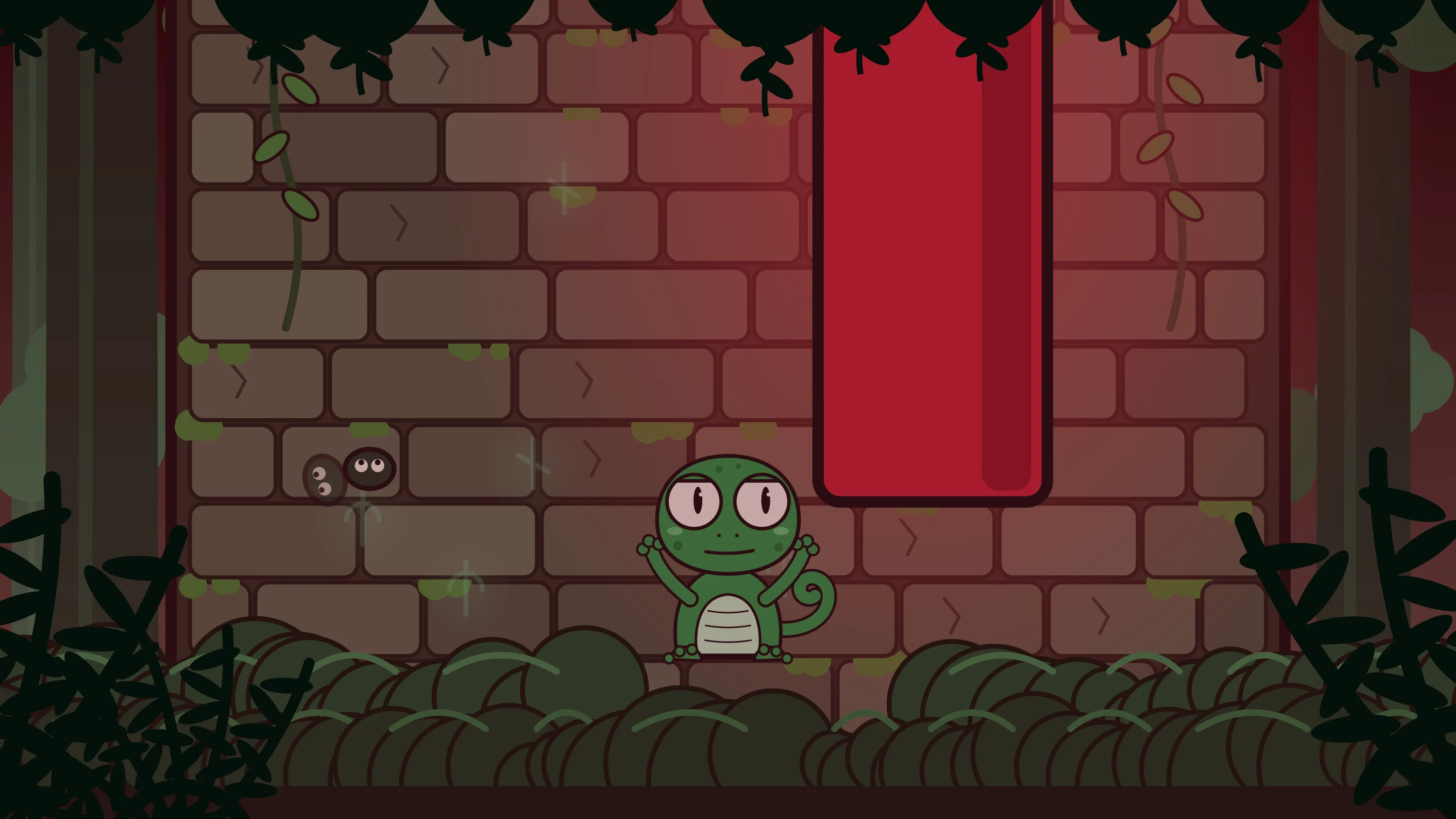 The red candle descending the wall